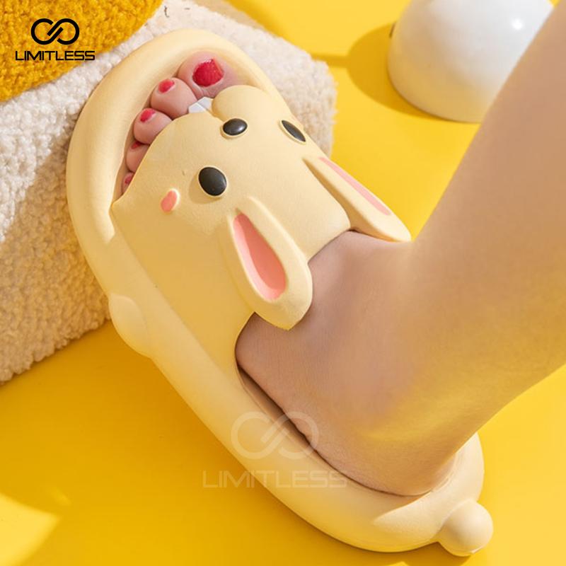 Limitless - Sandal Bunny Wanita Selop Rumah Sendal Slide Cewek Lucu Model kelinci Terbaru 2024 Black Pink - Size 30 - 41 Shoes Merah ( Jelly ) sandal  couple  ber2 7