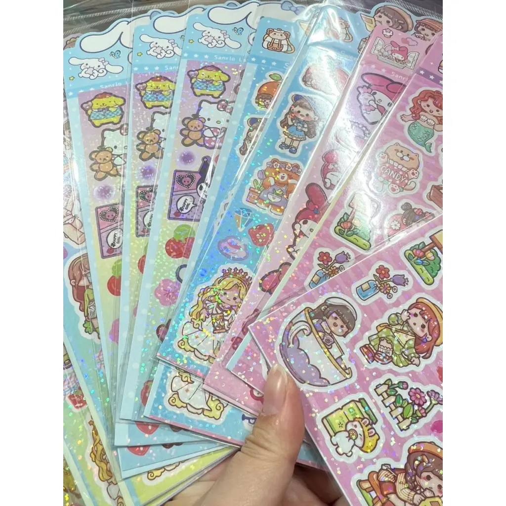 sticker hình dán lấp lánh hình bé gái siêu đáng yêu