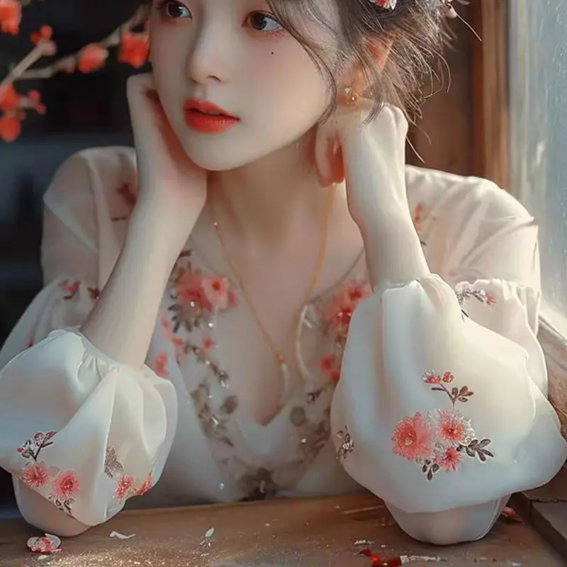 Áo Sơ Mi Nữ, Phong Cách Thường Ngày Ăn Mặc, Thiết Kế Hoa Trung Quốc Và Pháp, Hàng Mới Về, Thời Trang Xuân Hè, Sang Trọng Và Đẹp, Áo Sơ Mi Nhỏ Cao Cấp Và Tinh Tế, Áo Công Nghiệp Nặng 2