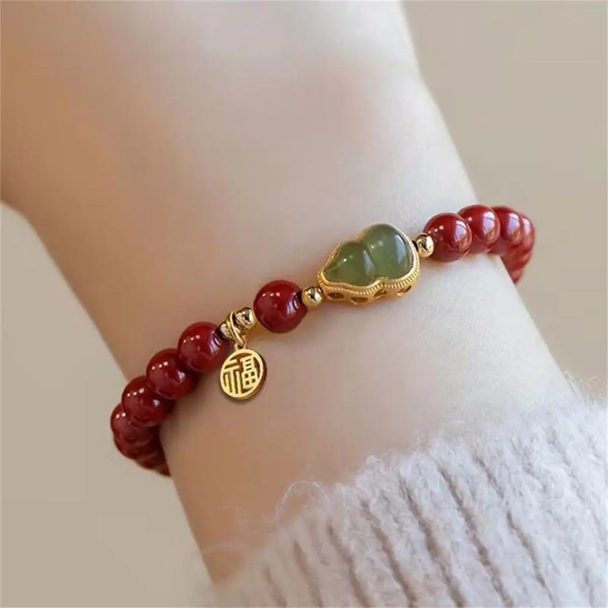 Vòng Tay May Mắn, Mang Lại Giàu Có, Mặt Dây Chuyền Bầu Ping An, Vòng Tay Hạt Cườm Chu Sa, Dành Cho Phụ Nữ, Vòng Tay Quyến Rũ May Mắn, Phụ Kiện