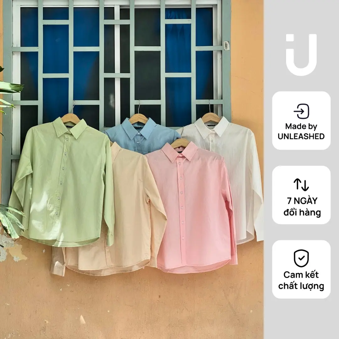 Unleashedvn áo sơ mi nữ dài tay dáng rộng 100% cotton thoáng mát PALMY COTTON SHIRT