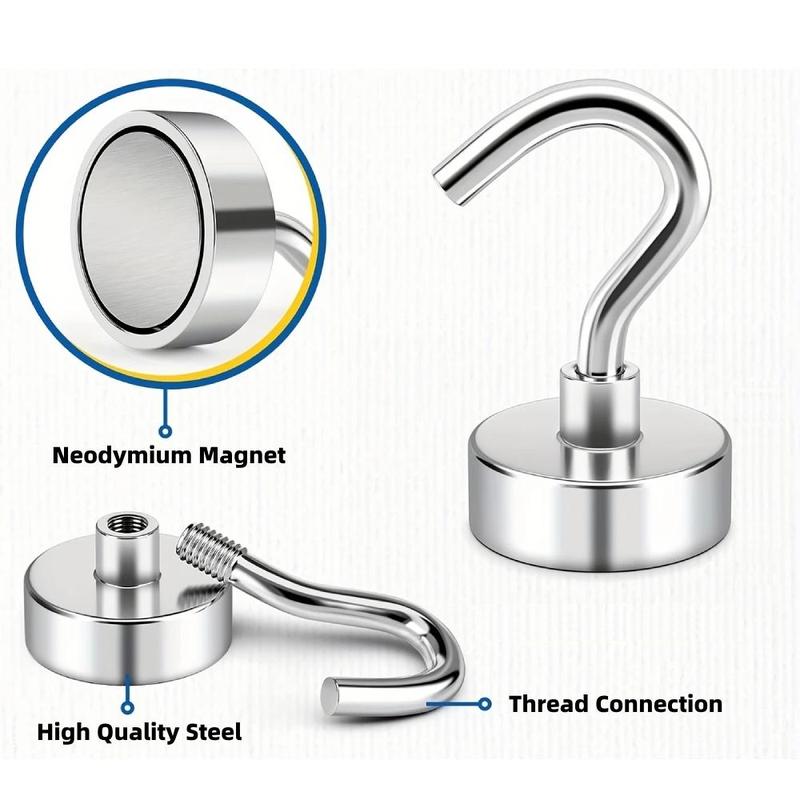 Strong Neodymium Magnetic Hook, Circular Magnet Hook for Kitchen, Garage, BBQ Tools, Indoor/outdoor Use 2