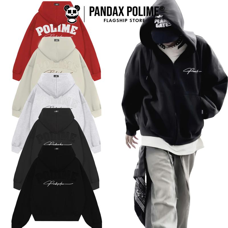 Áo hoodie zip boxy vải 2 da khoác nỉ local hai lớp form rộng ngắn unisex bigsize cotton chống nắng nam nữ thêu dắp vải local brand pandax polime Menswear Dài Tay