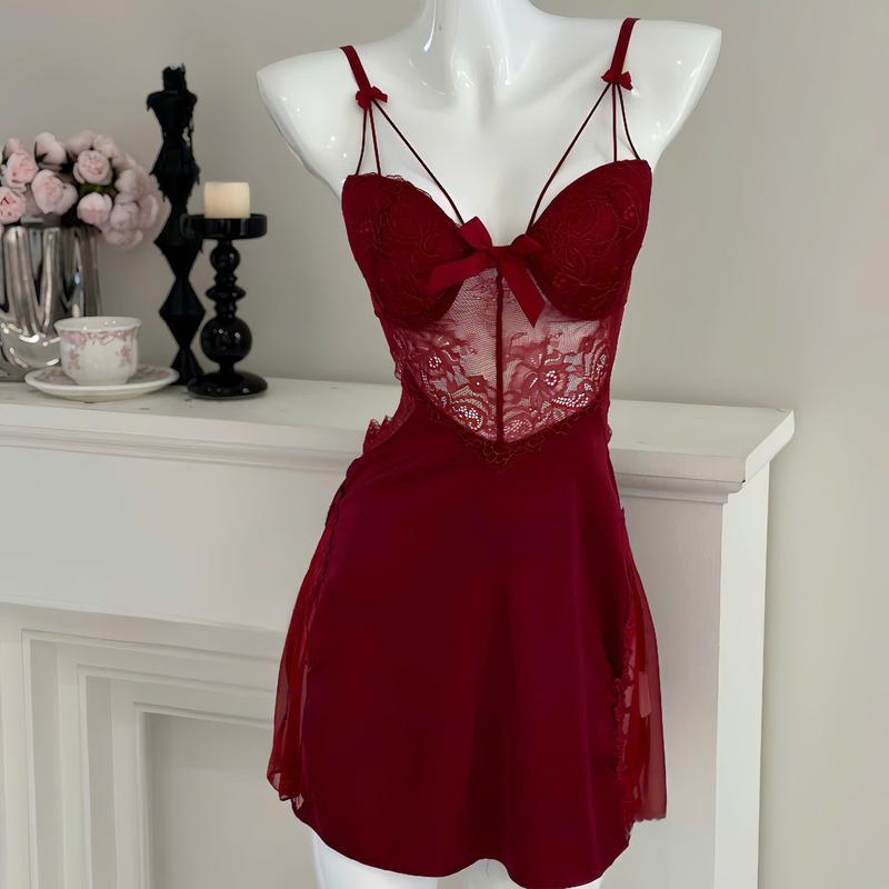  2295-Váy Ngủ Nữ Váy Lụa Phối Ren Mềm Mại Có Đệm Mỏng 