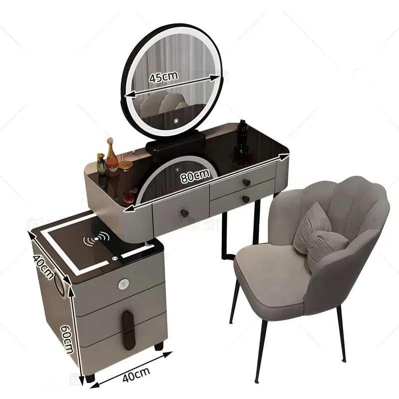 [L] Bộ sản phẩm bàn trang điểm thông minh kích thước 80cm nhỏ gọn M05 bàn _ bànphấn nh vanity màu hồng bền 4