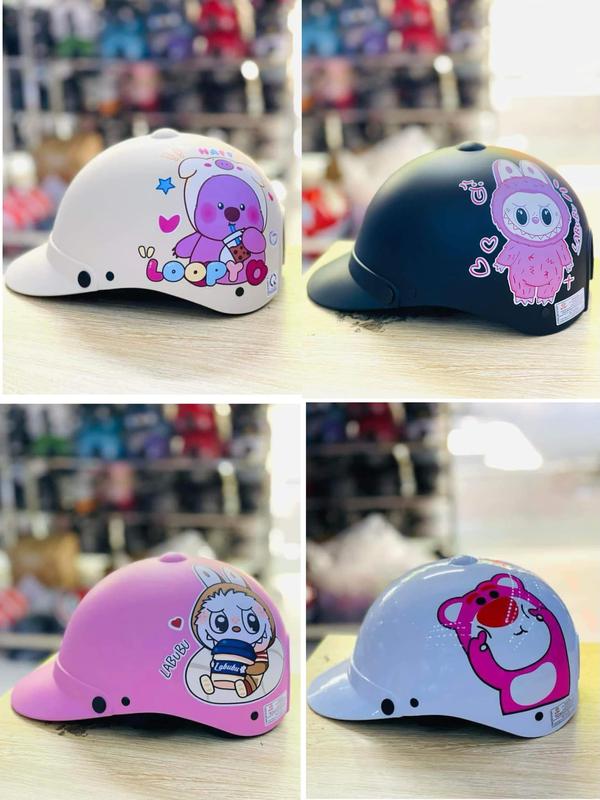 mũ bảo hiểm lưỡi trai thời trang 3 lớp SIZE VÒNG ĐẦU 53MC>57CM cao cấp hàng đạt chuẩn có tem qc mũ có nhiều hình nhiều tem kute dễ thương
