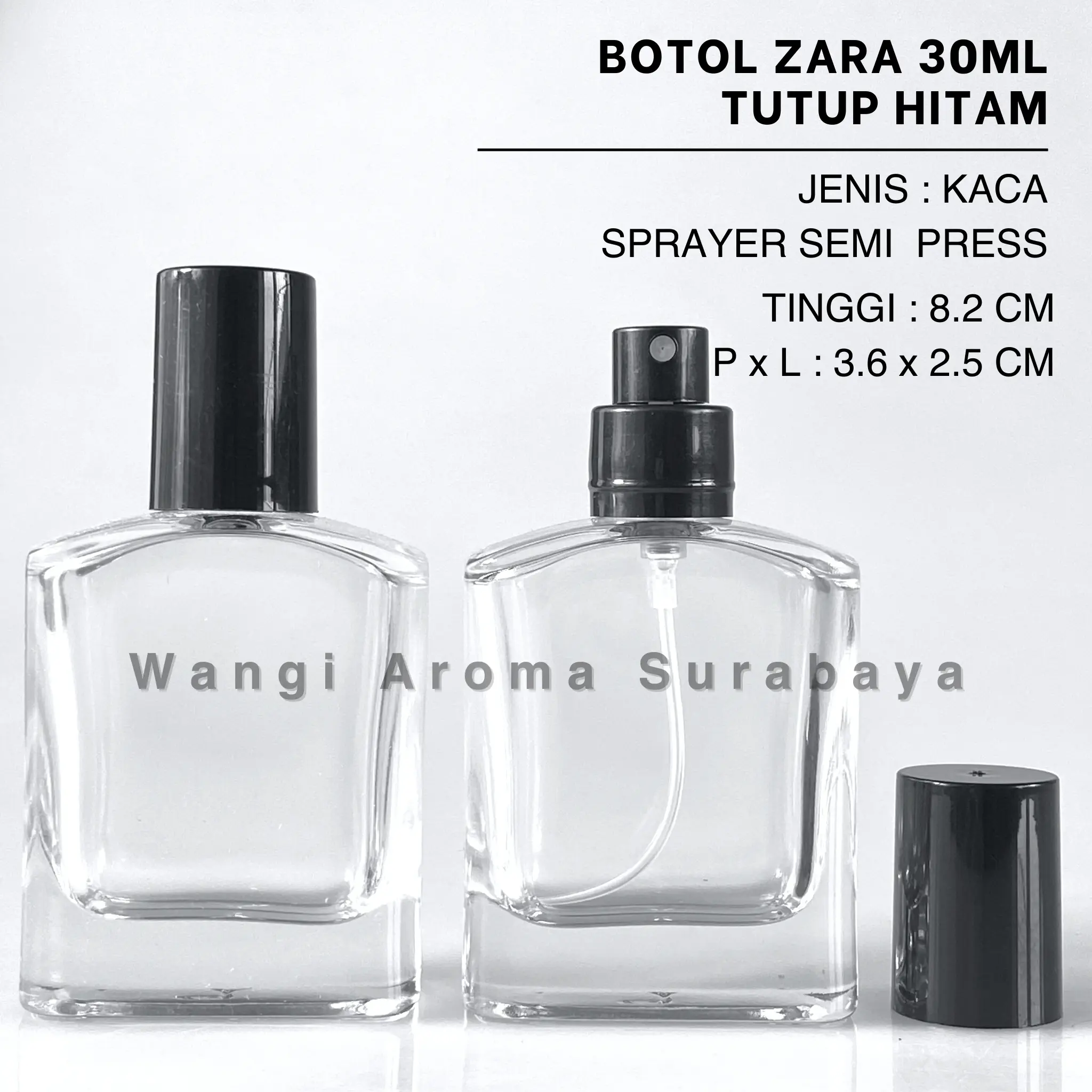 Botol Zara 30ML Hitam Spray Semi Press - Botol Parfum Zara Semi Press - Botol Parfum 30ML
