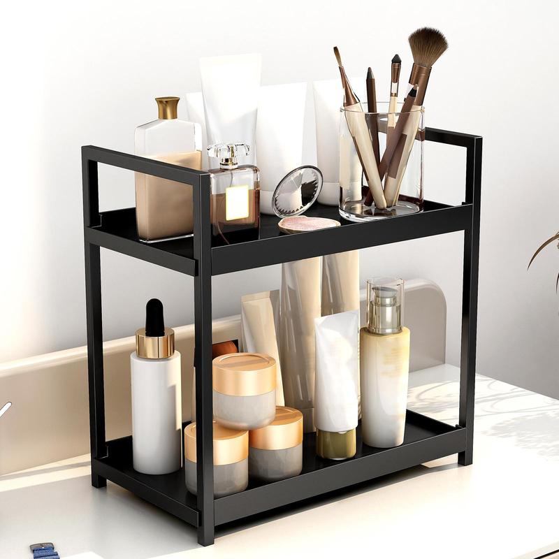 2-layer Desktop Storage Rack, Bedroom Accessories, Cosmetic Storage Box, Spice Rack, Kitchen & Bathroom Vanity Storage Rack, Modern Home Organizer, Storage for Bedroom, House Decor, Bathroom Accessories Decorative 6