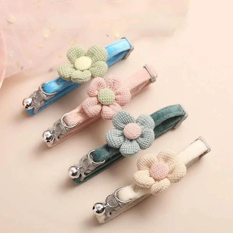 Bell Colorful Adjustable Sweat Cute Cartoon Pet Collar Sun wer Bowtie Soft Polyester Small Dog Cat Necklace