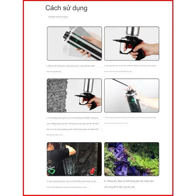 [1 chai]Keo bọt nở Foam Mius màu đen tạo hình bố cục Hồ bán cạn, Hồ Thuỷ sinh tặng kèm vòi - Thể tích 750ml 8