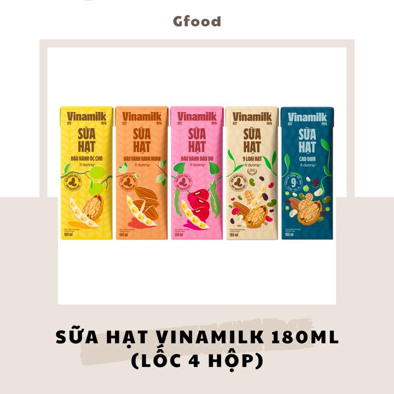 Vinamilk Sữa Hạt Lốc 4 Hộp 180ml 9 Loại Hạt Cao Đạm Đậu Nành Mix: Óc Chó Hạnh Nhân Đậu Đỏ Mè Đen Yến Mạch