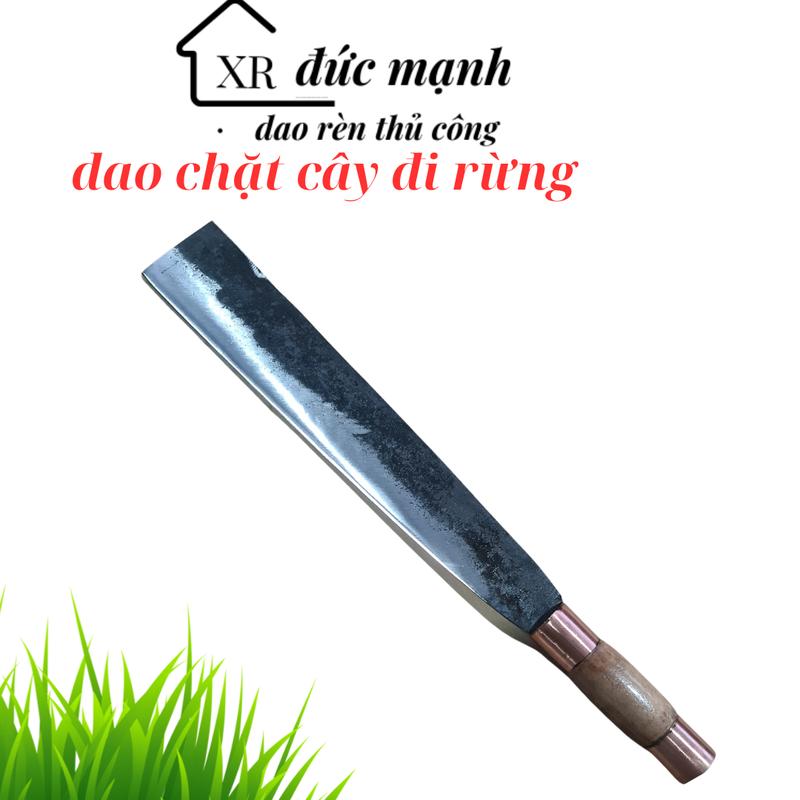 dao chặt củi đi rừng phát hoang ,chặt xương xườn ngan gà ,rèn từ nhíp xe sắc bén , rể mài ,cán nghiến khâu đồng, cây  rule  chặt  dừa 2