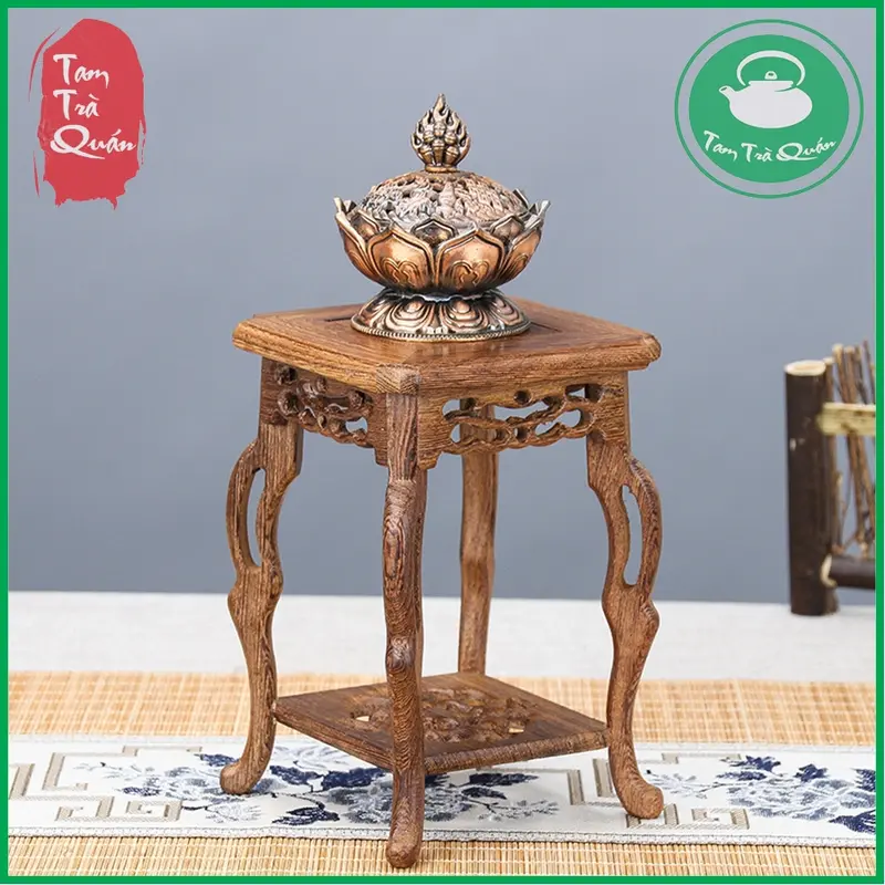 Đôn gỗ mini chân cao kê ấm, kê tượng 2