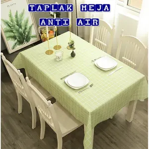 Taplak Meja Makan Anti Air Motif Bahan PEVA Kain PVC