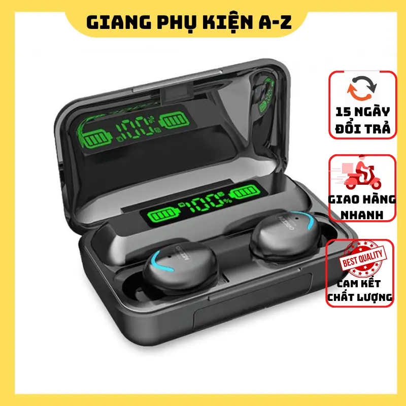 Tai nghe bluetooth F9 Pro kiêm sạc dự phòng kháng nước IPX7 nghe nhạc chơi game đàm thoại liên tục từ 3-5h BH 6 tháng Nhét Tai Earphone