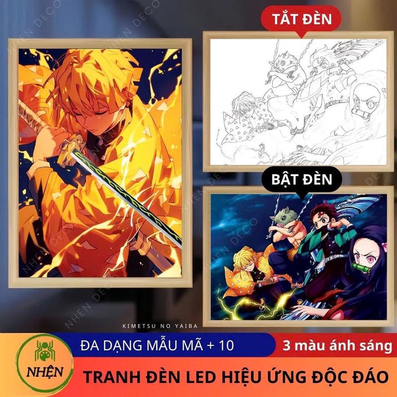 Tranh đèn Led 3D Kimetsu no Yaiba đèn led phát sáng 3 chế độ màu sắc trang trí phòng ngủ quà tặng trưng bày decor bàn học