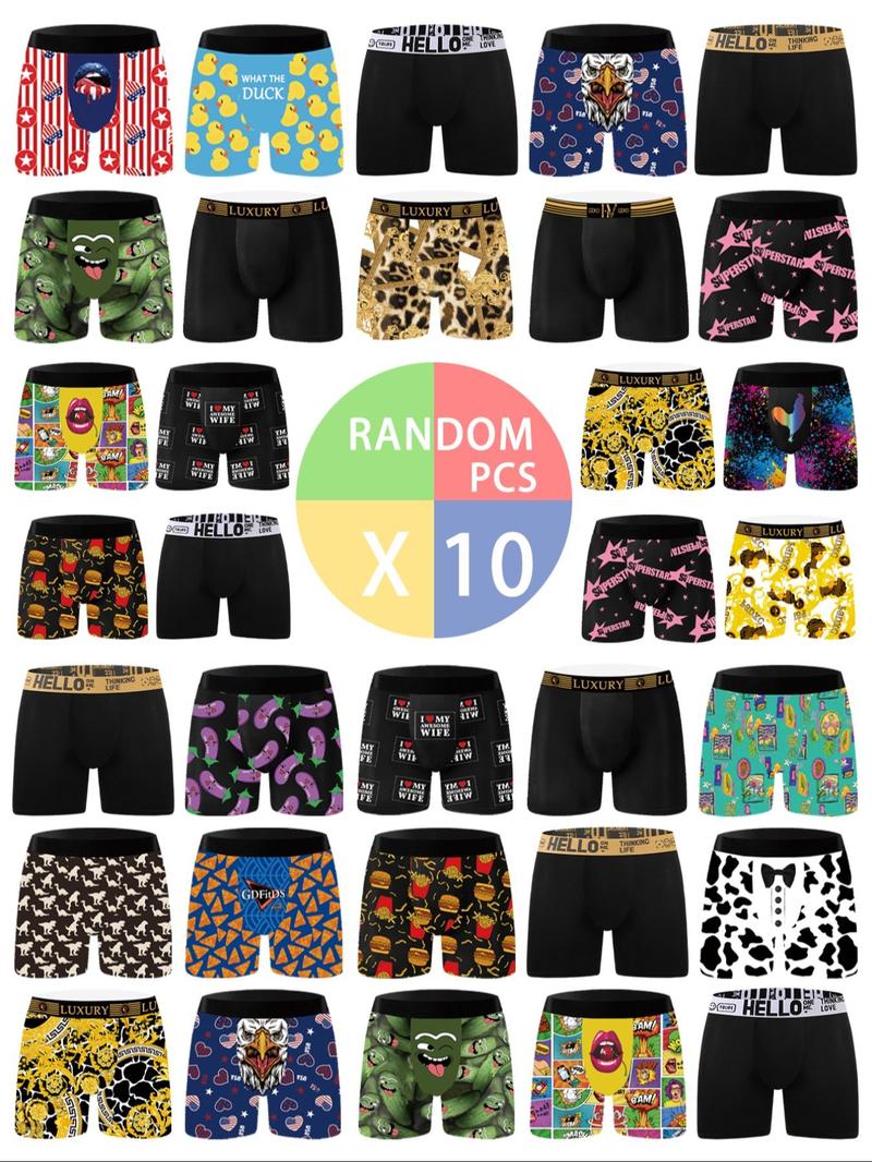 Product Introduction of Random Men's All Over Print Tape Waist Boxer Briefs, Casual Breathable Comfortable Underwear for Daily Wear, Men's Underwear for All Seasons 1