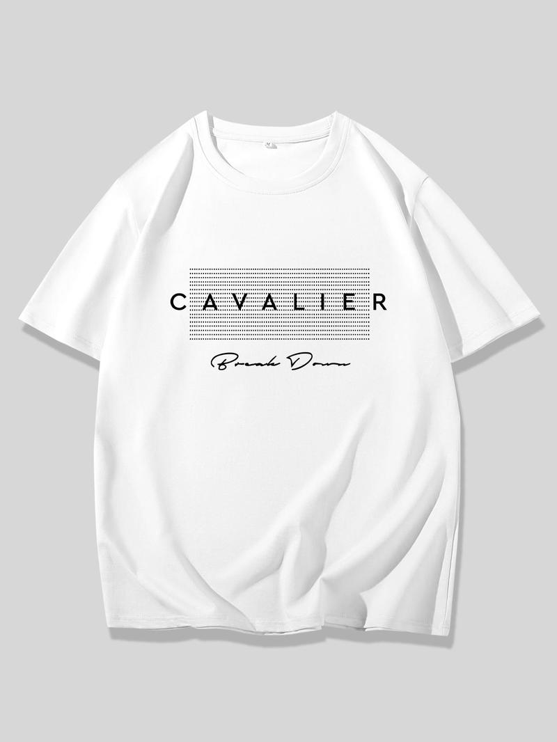 Product Introduction of Plus Size Men's Letter Print Round Neck Tee, Casual Short Sleeve T-shirt for Summer, Men's Plus Size Top for Daily Wear 3