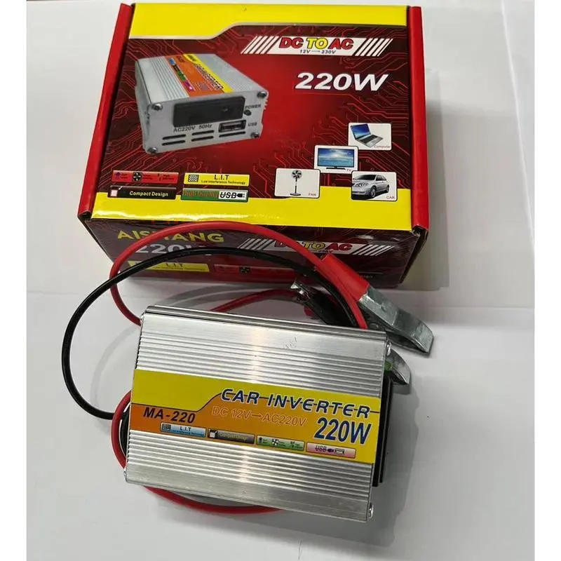 220W Power Inverter 12v DC ke 220v AC Rumah Tangga Mobil 200W DC ke AC Kipas Inverter Sumber Pengisian Daya Ponsel Usb