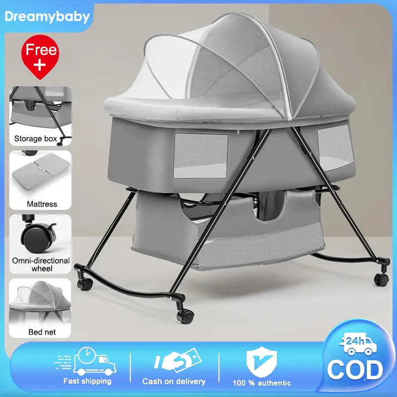 Baby Crib With Net Foldable Multifunctional Baby Shaker Bassinet With Mosquito Net