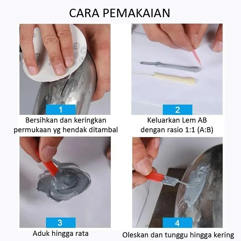 Lem AB Epoxy Kuat Metal Casting Glue Penambal Besi Radiator  Logam  Anti Bocor - Tahan Karat dan Tahan Banting lem china 3