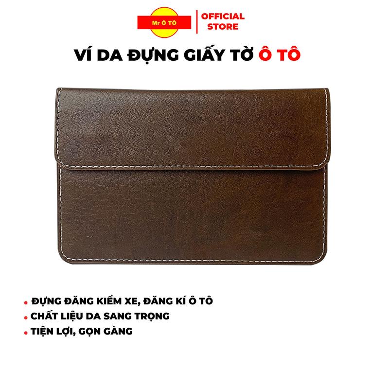 Ví da đựng giấy tờ ô tô MR.OTO chuyên đựng đăng kiểm xe bảo hiểm đăng kí ô tô chất liệu da sang trọng 3 ngăn tiện lợi Nam Wallet Hình Chữ Nhật Chữ Nhật Đồng Kem