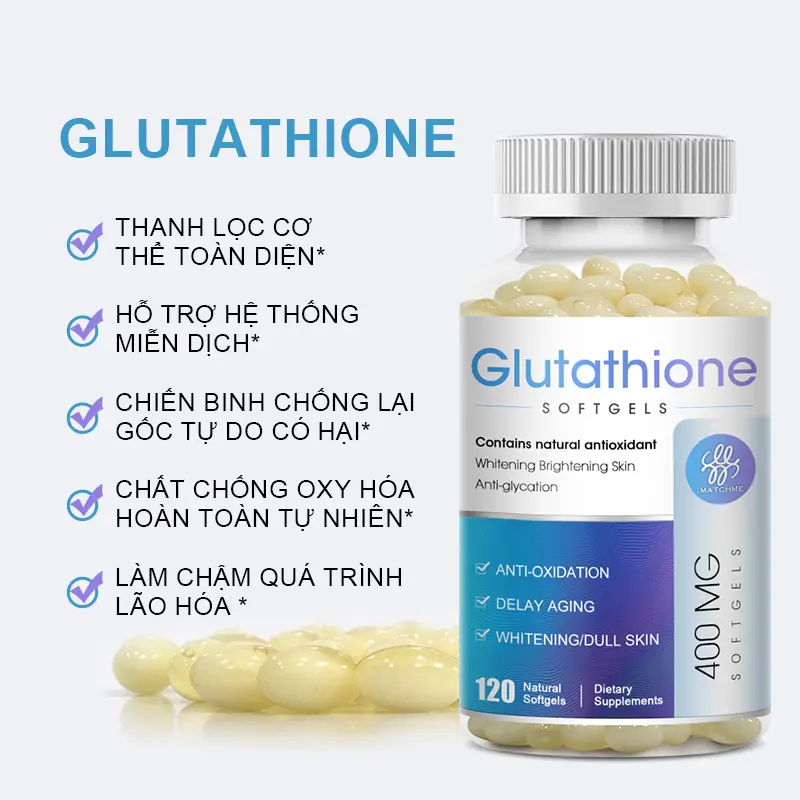 CHÍNH HÃNG] Viên Uống Glutathione iMATCHME Hỗ Trợ Trắng Sáng Da, Mờ Thâm  Nám Sạm, Chống Lão Hóa Da, Thanh Lọc Cơ Thể 120 Viên