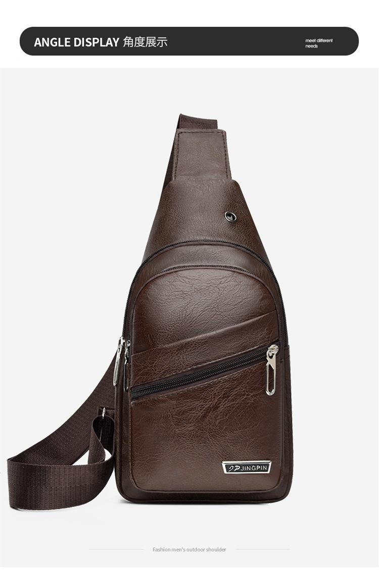 Product Introduction of 2025 Men's PU Soft Leather Chest Bag Simple Shoulder Bag Waterproof Casual Business Crossbody Bag 7