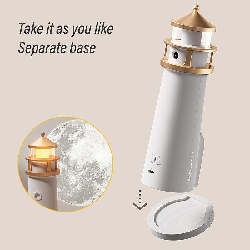 Moonlight Lighthouse Projection Light with Motion-Sensor Night Light, USB Rechargeable Lighting, Bedroom Bedside Lamp, LED Moonlight Projection Ambient Light 6