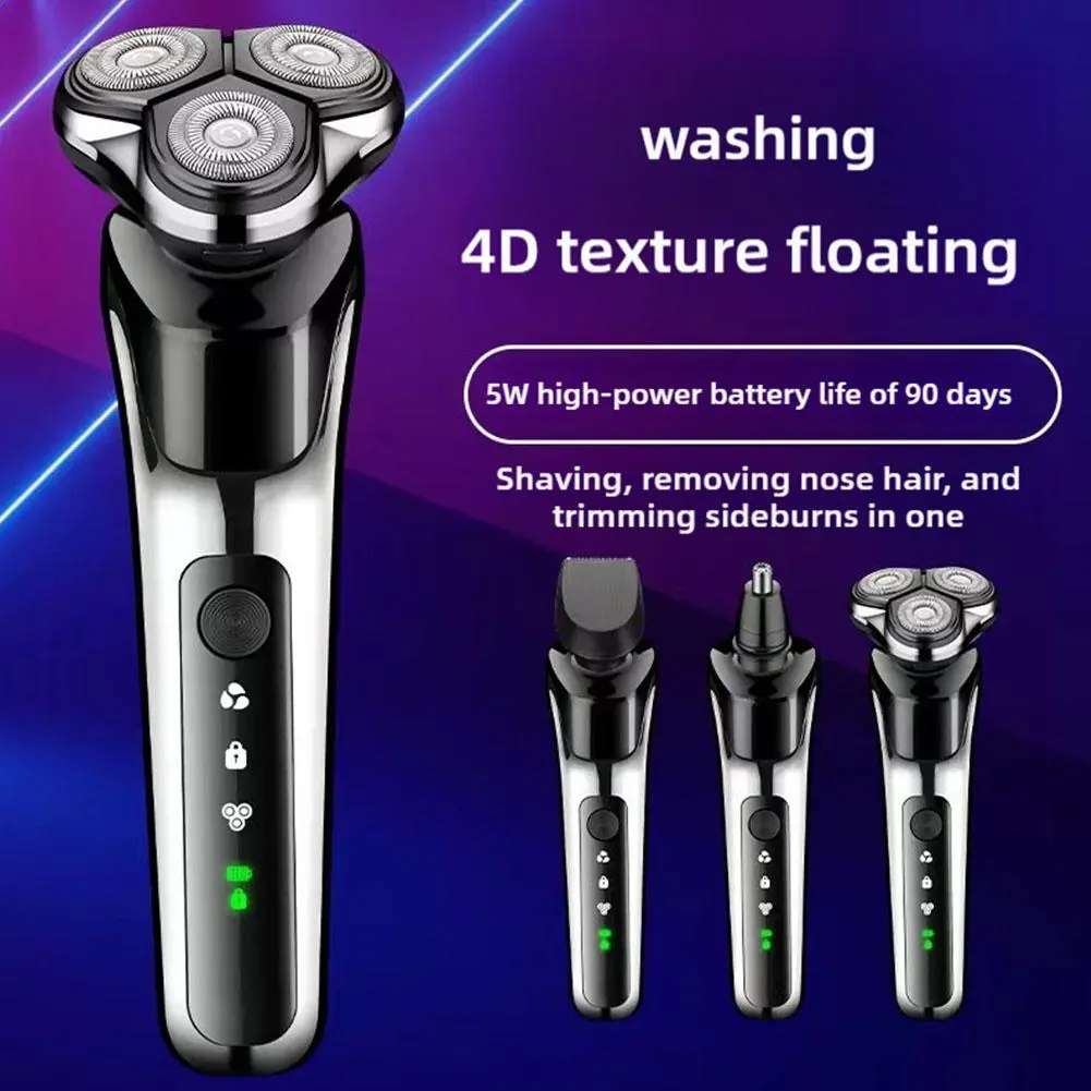 3 In1 Electric Shaver + Nose Hair Remover + Sideburn Remover