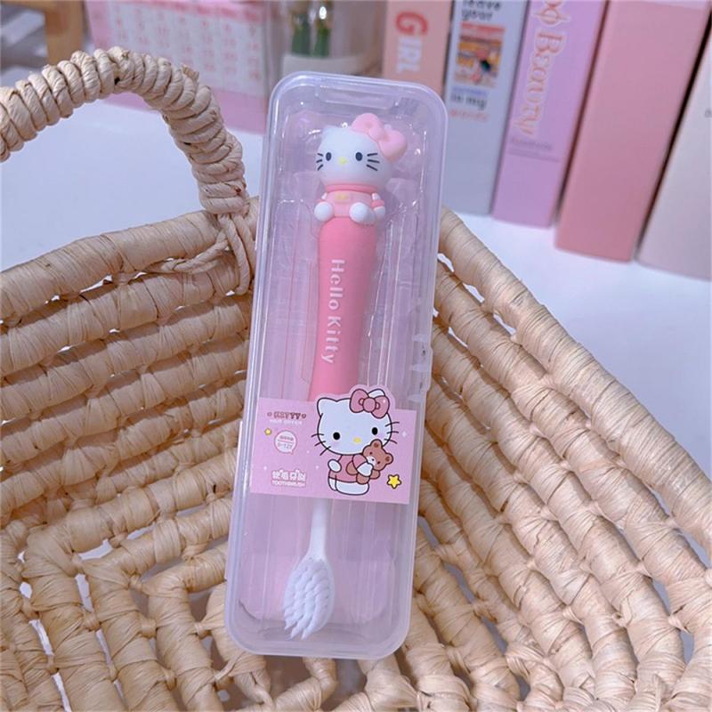 Bàn Chải Đánh Răng Trẻ Em, Thiết Kế Mèo KT Hoạt Hình, Lông Mềm, Thích Hợp Cho Trường Tiểu Học, Được Làm Bằng Silicon, Ba Chiều Có Kuromi Và Sanrio, Bàn Chải Đánh Răng 8