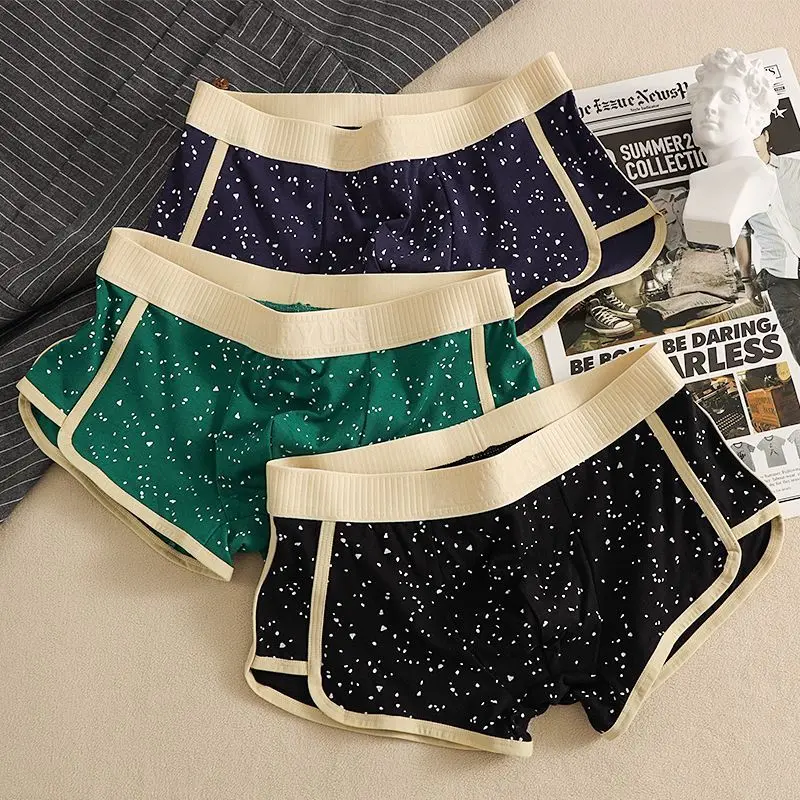 Đồ lót nam mới Quần đùi cotton Cá tính Trẻ trung Quần đùi thể thao Thoải mái Chàng trai Xu hướng Boxer Sịp Quần Boxer Menswear Tre