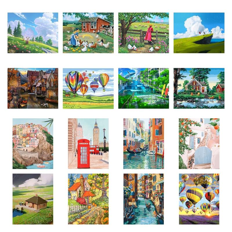 ระบายสีตามตัวเลข ภาพวาดสีน้ำมัน ขนาด40x50cm Paint By Numbers ไร้เฟรมไม้ ของขวัญ ฝึกสมาธิ สำหรับตกแต่งห้อง พร้อมส่ง 0