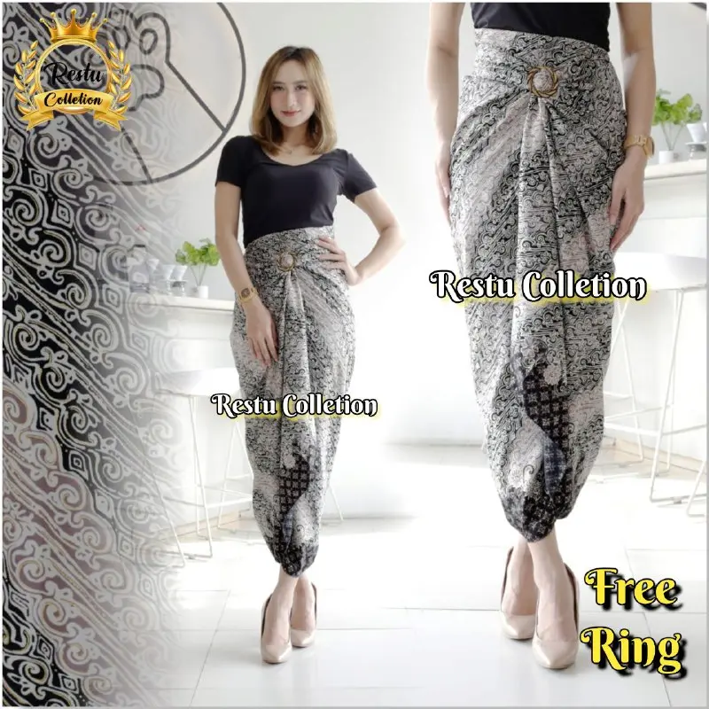 Rok Lilit Warp Skirt Serut Songket Jumputan Panjang Motif Batik Besseller Bawahan Wanita Kebaya Wisuda Kondangan Tunangan Nikahan Bahan Kain Sutra HQ Premium Allsize Mewah Ring Lamaran  Satin Tebal Pesta  Silk Silver 5