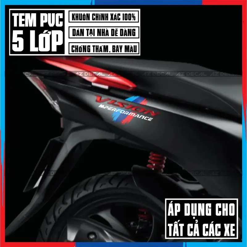 Tem Xe Performance ITALY / AMG / ĐỨC / PHÁP - Chất Liệu PVC Cao Cấp Chống Nước, Bền Màu Dán Xe Máy, Xe Hơi 7