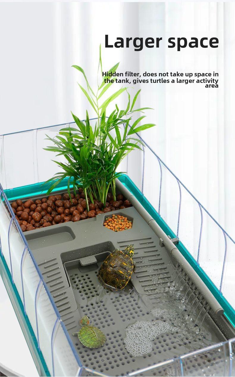 Product Introduction of Turtle Special Cylinder Extra Large Tortoise Feeding Household Water and Land Brazilian Turtle Cylinder Villa Landscape Change Water Ecological Feeding Box 7