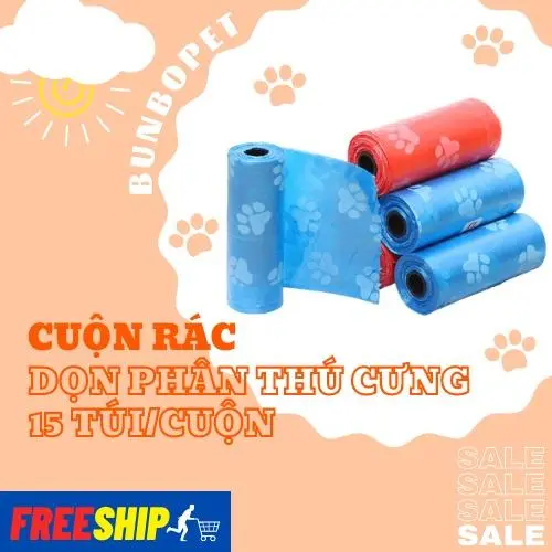 Cuộn Rác Dọn Phân Thú Cưng Chó Mèo (15 Túi/Cuộn) 0