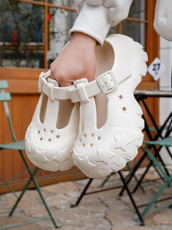Women's Cute Star Design Platform Clogs, Casual Comfortable Home Slippers, Thick Sole Non-slip Slippers for Indoor & Outdoor Wear, Girl 8