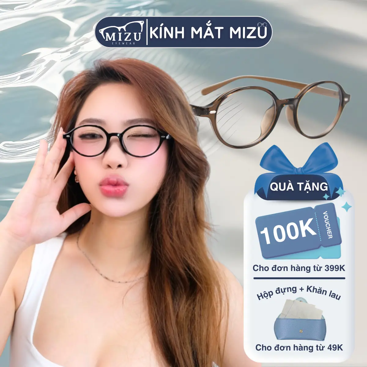 Gọng Kính Cận Tròn Cổ Điển Nam Nữ MIZUEYEWEAR Nhẹ Mặt, Ôm Sát, Hạn Chế Mỏi Mắt Khi Đeo Lâu - "Trang"