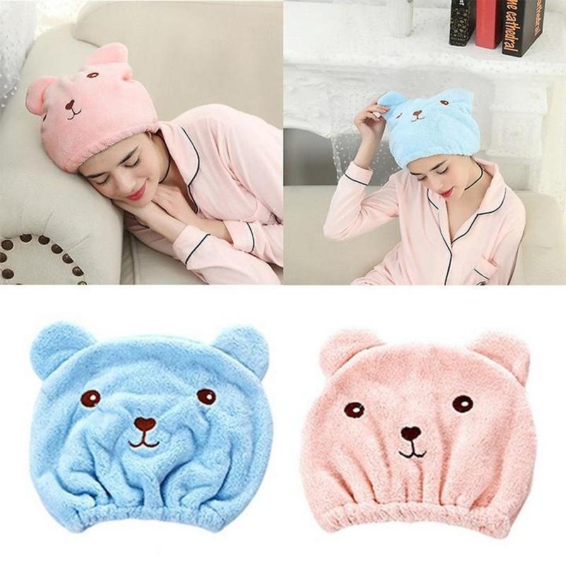Mũ Trùm Đầu Ủ Tóc Thấm Hút Làm Khô Tóc Nhanh Sau Khi Tắm Hình Gấu Xinh Xắn Chất Liệu Vải Nhung Dày Dặn, Mềm, Mịn Khăn Tắm Nhà Tắm khăn mochi 3