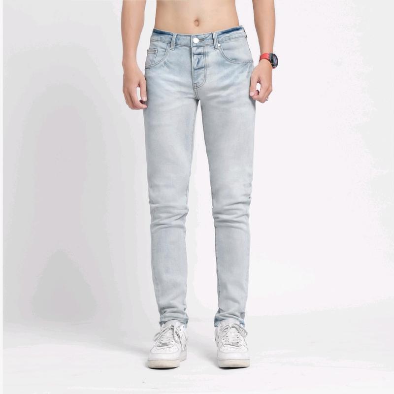 Quần Jeans Nam AMIRI Phôi Trơn, 4 Cúc Màu Xanh Trắng 3583