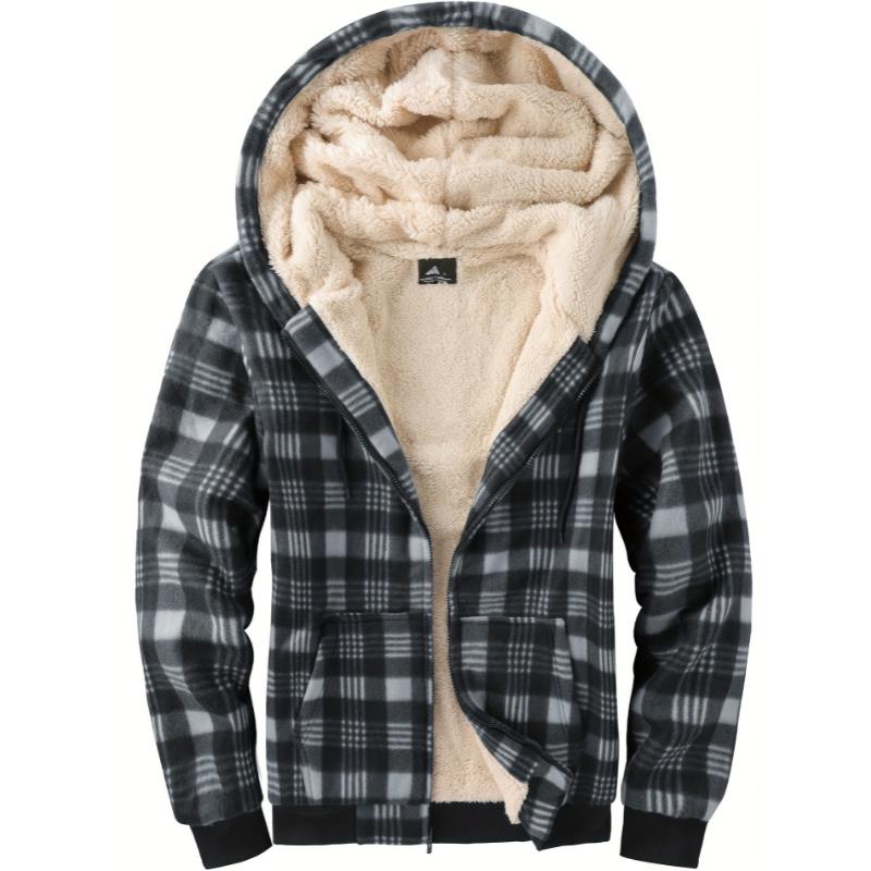 Fashion men's plaid windproof hooded jacket hotsell