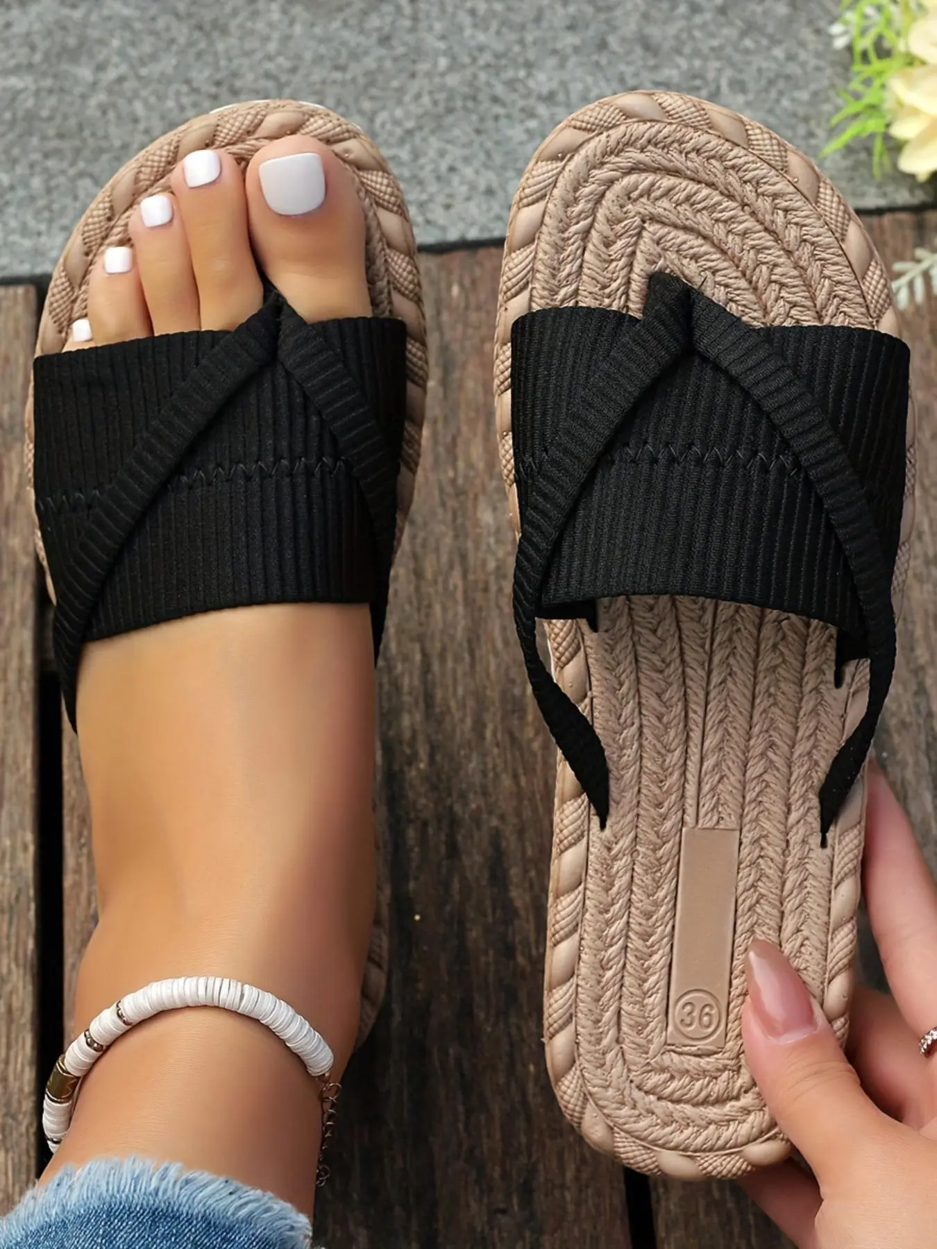 Women's Fashionable Plain Color Slides, Casual Comfortable Flat Sandals for Summer, Lightweight Non-slip Slippers for Indoor & Outdoor Wear, Walking Shoes