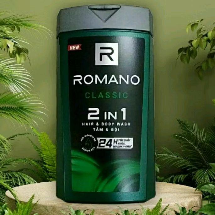 TẮM GỘI NAM 2 IN 1 ROMANO CLASSIC 180G HƯƠNG NƯỚC HOA NAM TÍNH