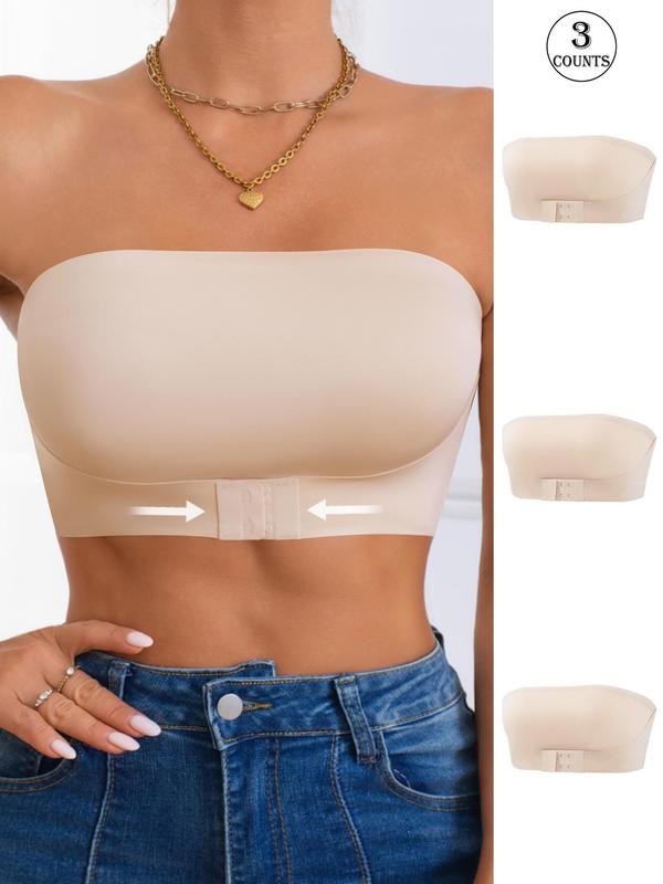 Women's Solid Color Wireless Strapless Bra, Breathable Comfortable Bra, Women's Lingerie for Daily Wear 0