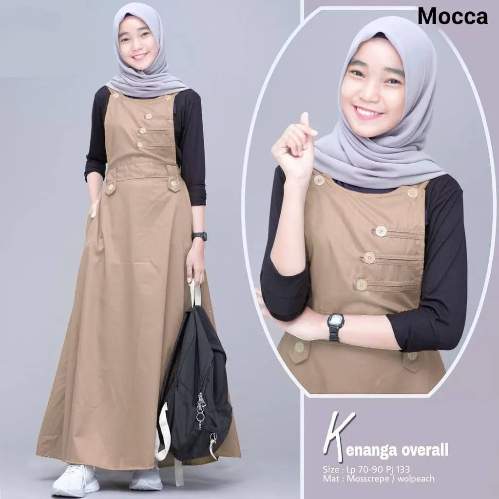 [NABILLA]  SETELAN OVERALL KENANGA TERBARU / PAKAIAN WANITA KEKINIAN / OVERALL VARIASI KANCING / OVERALL POLOS TERLARIS / BAJU WANITA / GAMIS KANCING / GAMIS POLOS / DRESS WANITA / FASHION WANITA MUSLIM