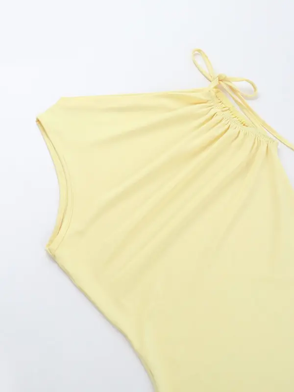 Women's Solid Color Asymmetrical Neck  Tank Dress, Fashion Casual  Short Dress for Daily Outdoor Wear, Women Dress for Summer 4