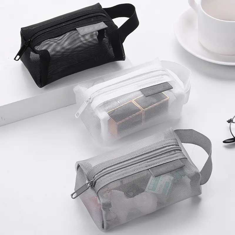Túi lưu trữ lưới Nylon, cầm tay, dung lượng lớn, túi Giặt, túi Sắp Xếp mỹ phẩm, thích hợp cho du lịch 0