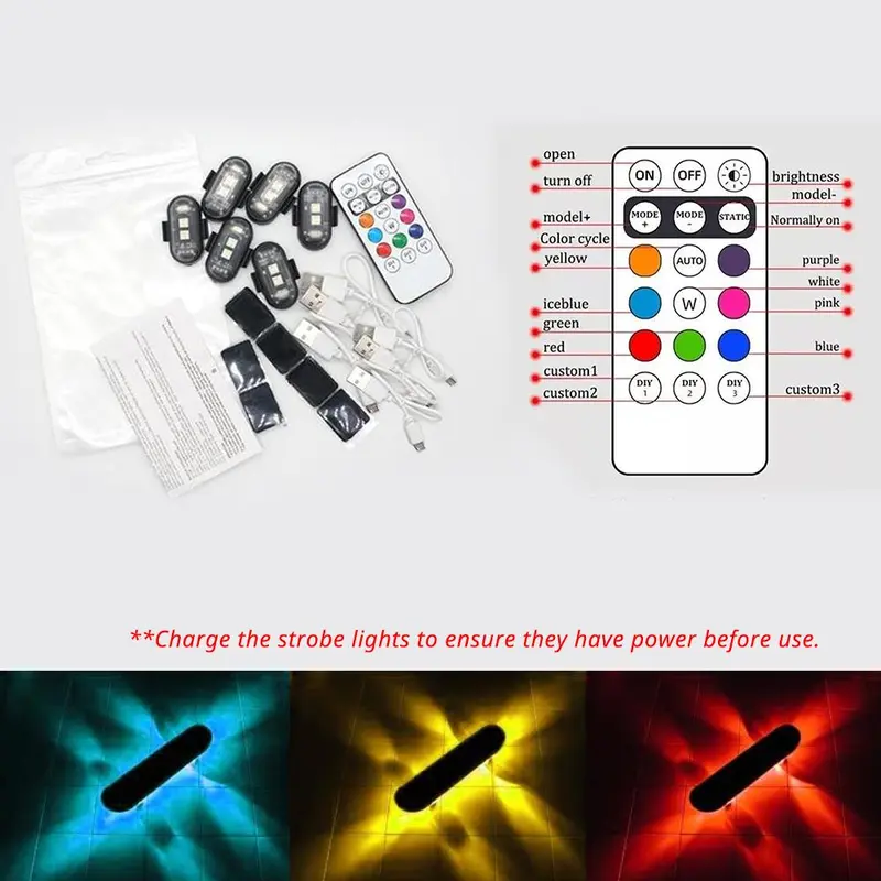 RGB Color Remote Control LED Decoration Light,1 Set USB Rechargeable LED Light, Waterproof Mini LED Light for Car, Motorcycle, Bike, SUV, Pickup 5