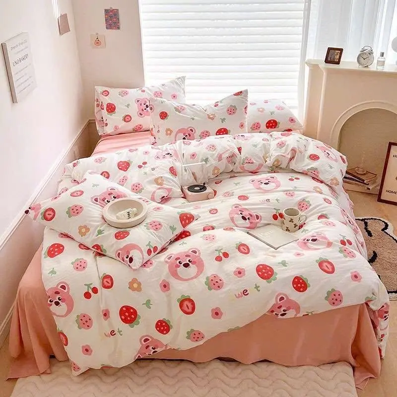 ￼Bộ chăn ga gối 5 món sơ đũi đậu nành trần bông dày dặn mềm mịn thoáng khí thấm hút mồ hôi 3